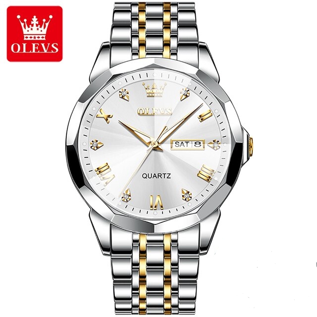 Olevs Stainless Steel Model 9931 Fashionable Full White Color Watch For Men